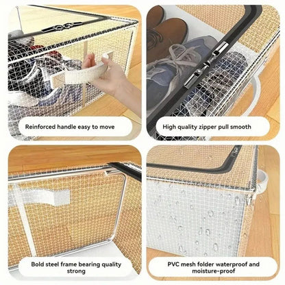 Multipurpose Foldable Storage Organizer with Transparent Top - Breathable & Space Saving
