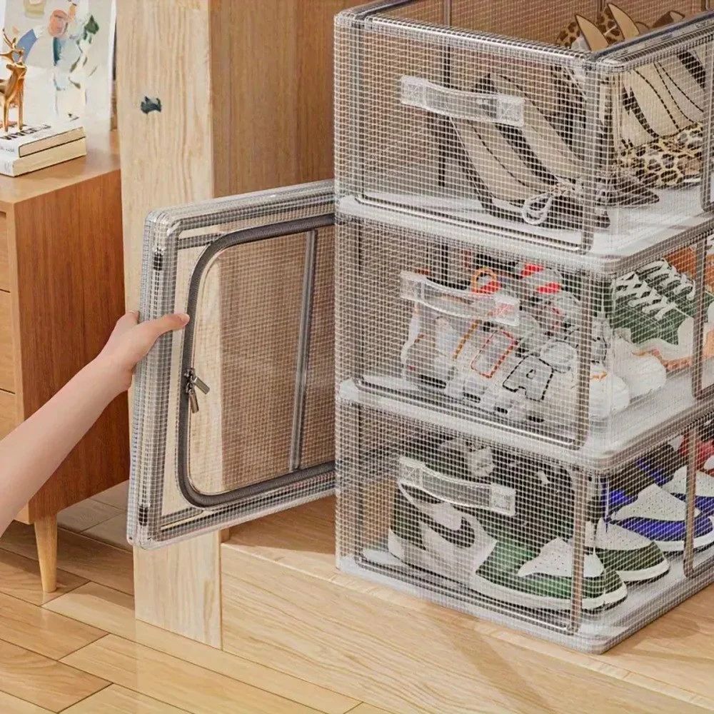 Multipurpose Foldable Storage Organizer with Transparent Top - Breathable & Space Saving