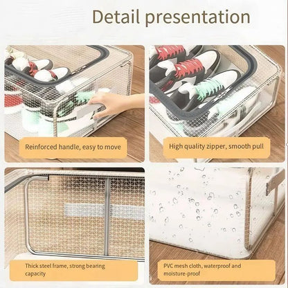 Multipurpose Foldable Storage Organizer with Transparent Top - Breathable & Space Saving