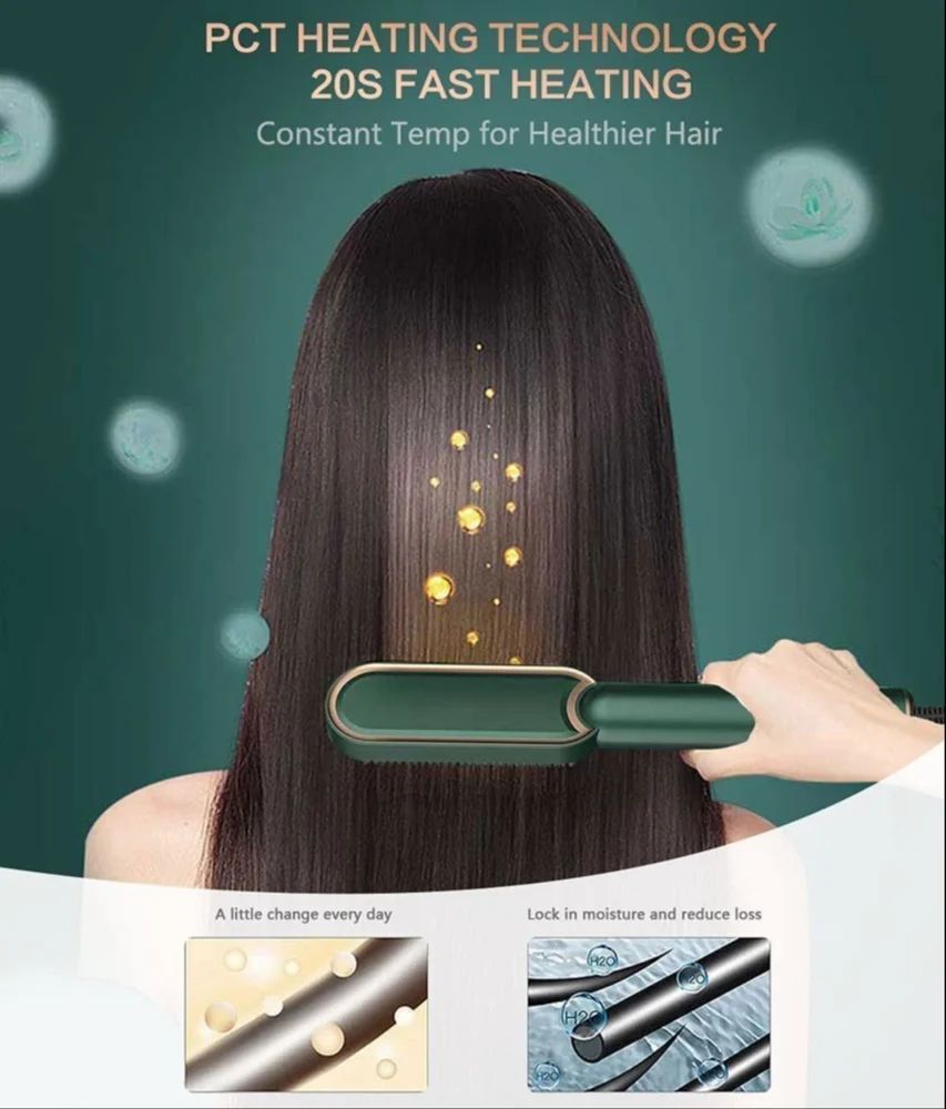 Hair Straightener Comb + 1 FREE Microfiber Hair Wrap Towel (Salon-at-Home Kit)