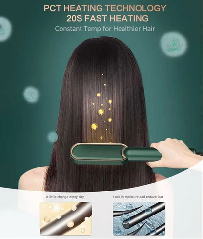 Hair Straightener Comb + 1 FREE Microfiber Hair Wrap Towel (Salon-at-Home Kit)
