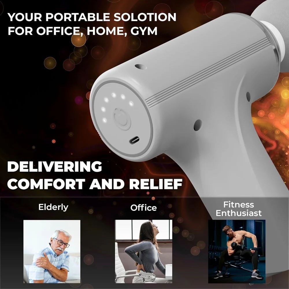 Massage Gun – Deep Tissue Muscle Relaxation with 4 Interchangeable Heads