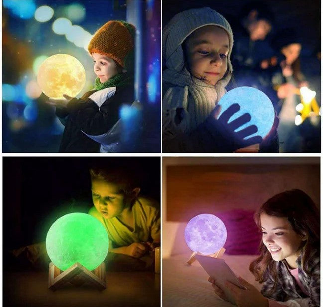 3D Rechargeable Moon Lamp with Touch Sensor – Night Light & Home Decor