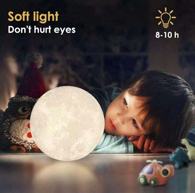 3D Rechargeable Moon Lamp with Touch Sensor – Night Light & Home Decor