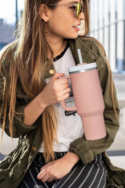 Large Stainless Steel Insulated Tumbler | 1.2L Travel Mug with Handle & Straw – Hot & Cold