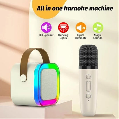 Bluetooth Karaoke Speaker with Wireless Microphone – Portable Music System with RGB Lights