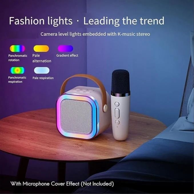 Bluetooth Karaoke Speaker with Wireless Microphone – Portable Music System with RGB Lights