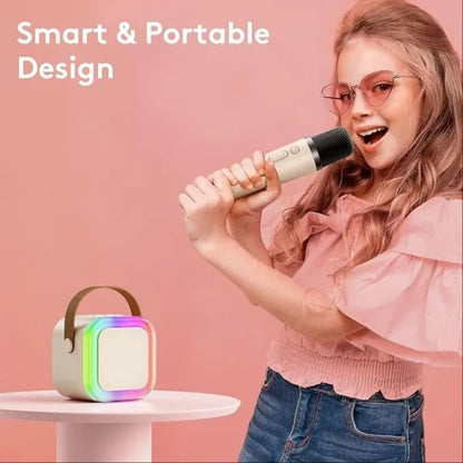 Bluetooth Karaoke Speaker with Wireless Microphone – Portable Music System with RGB Lights