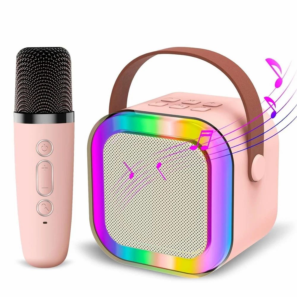 Bluetooth Karaoke Speaker with Wireless Microphone – Portable Music System with RGB Lights