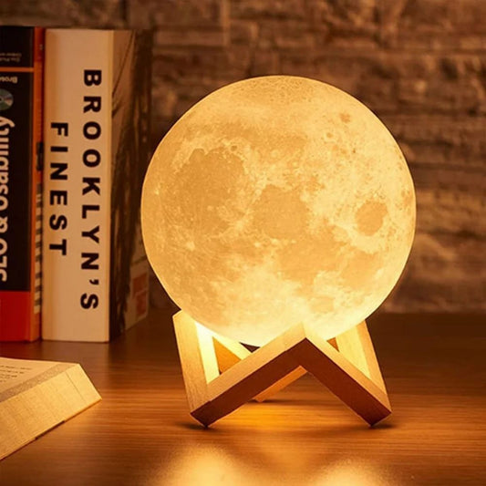 3D Rechargeable Moon Lamp with Touch Sensor – Night Light & Home Decor