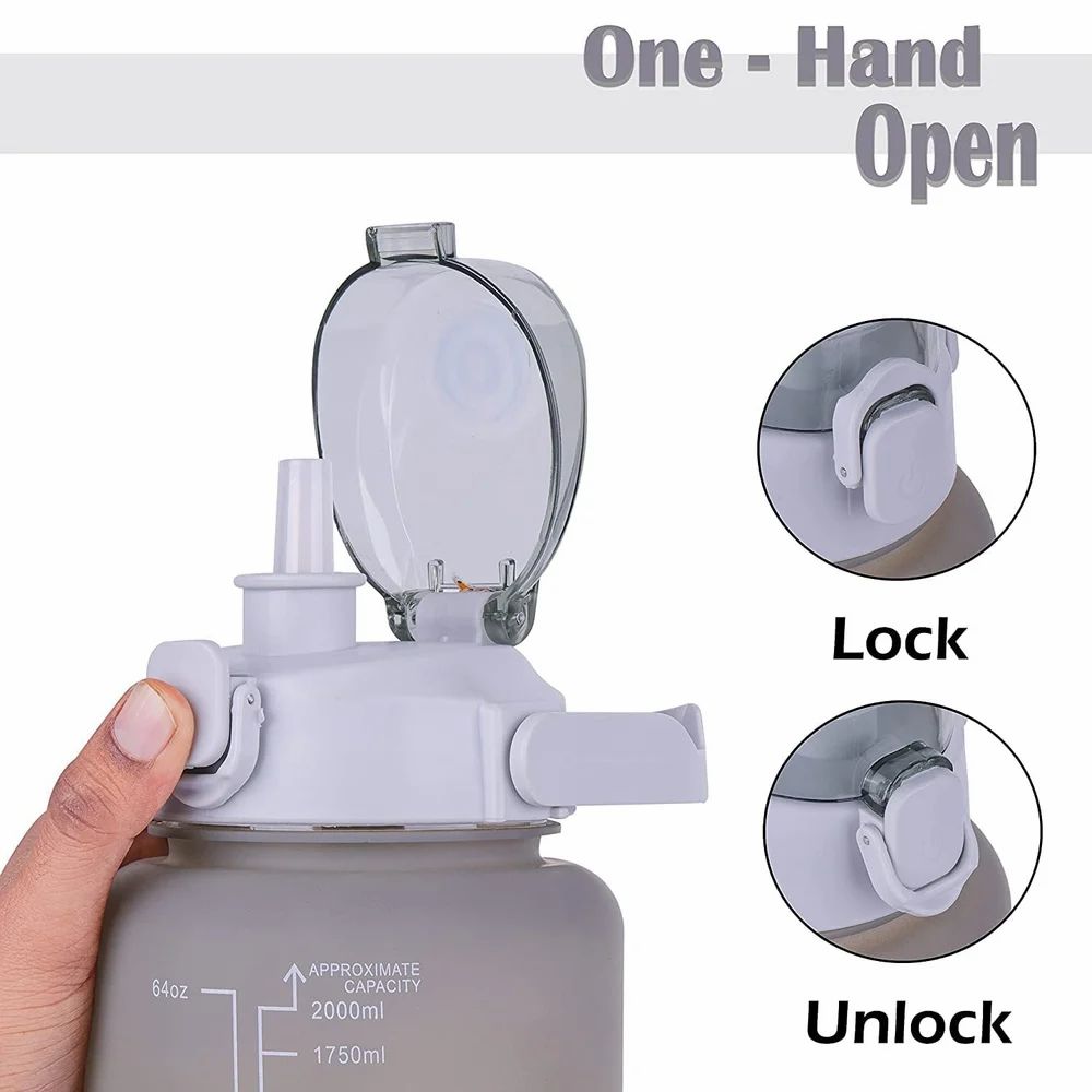 3 in 1 Motivational Time Marker Water Bottle Combo Set – Leakproof Gym, Office & Travel Hydration Bottles (2200ml + 1000ml + 500ml) (Multicolor)