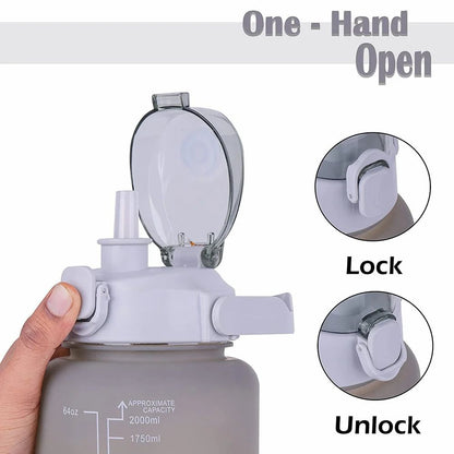 3 in 1 Motivational Time Marker Water Bottle Combo Set – Leakproof Gym, Office & Travel Hydration Bottles (2200ml + 1000ml + 500ml) (Multicolor)