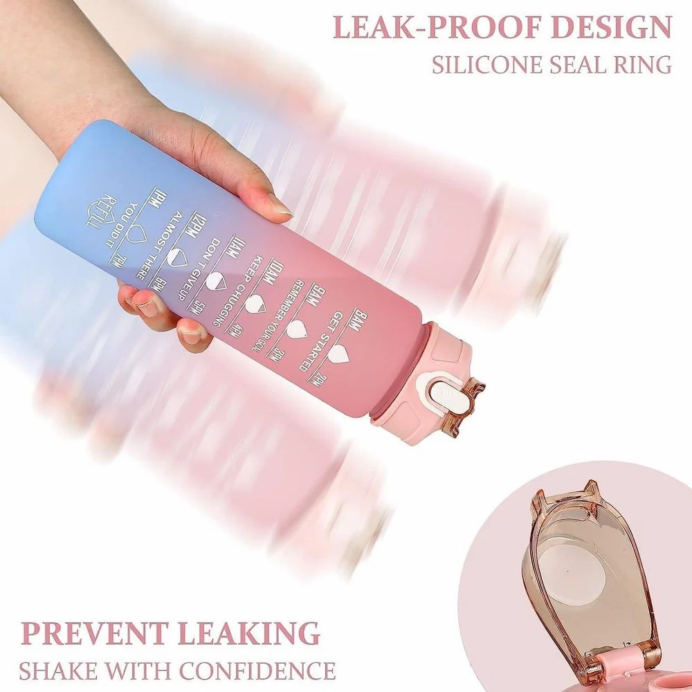 3 in 1 Motivational Time Marker Water Bottle Combo Set – Leakproof Gym, Office & Travel Hydration Bottles (2200ml + 1000ml + 500ml) (Multicolor)