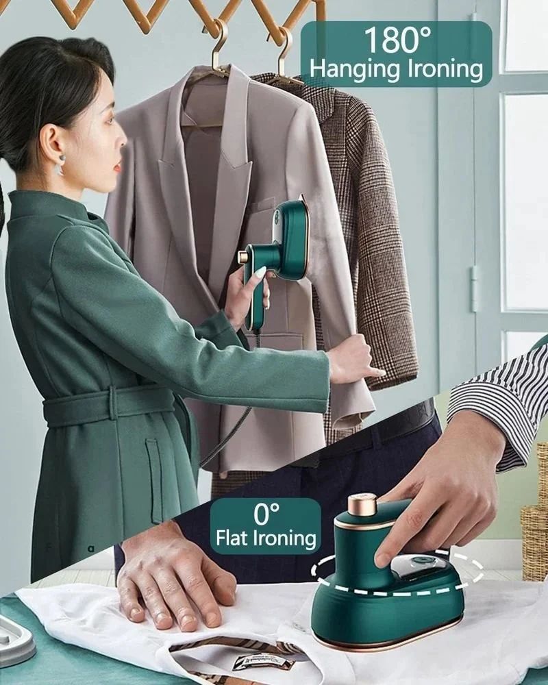 Portable Handheld Steam Iron | Compact Travel Garment Steamer & Mini Iron for Wrinkle-Free Clothes