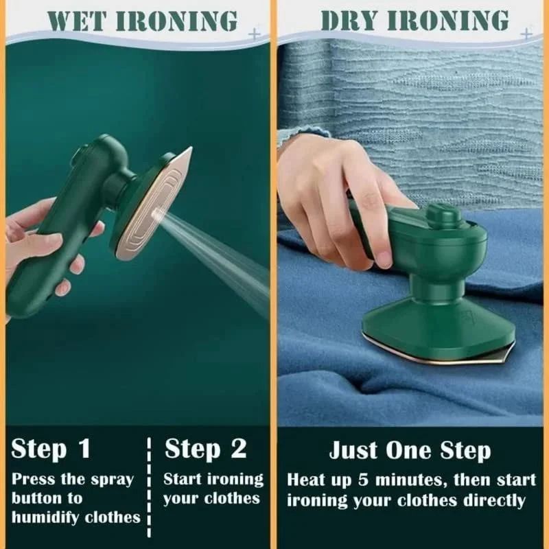 Portable Handheld Steam Iron | Compact Travel Garment Steamer & Mini Iron for Wrinkle-Free Clothes