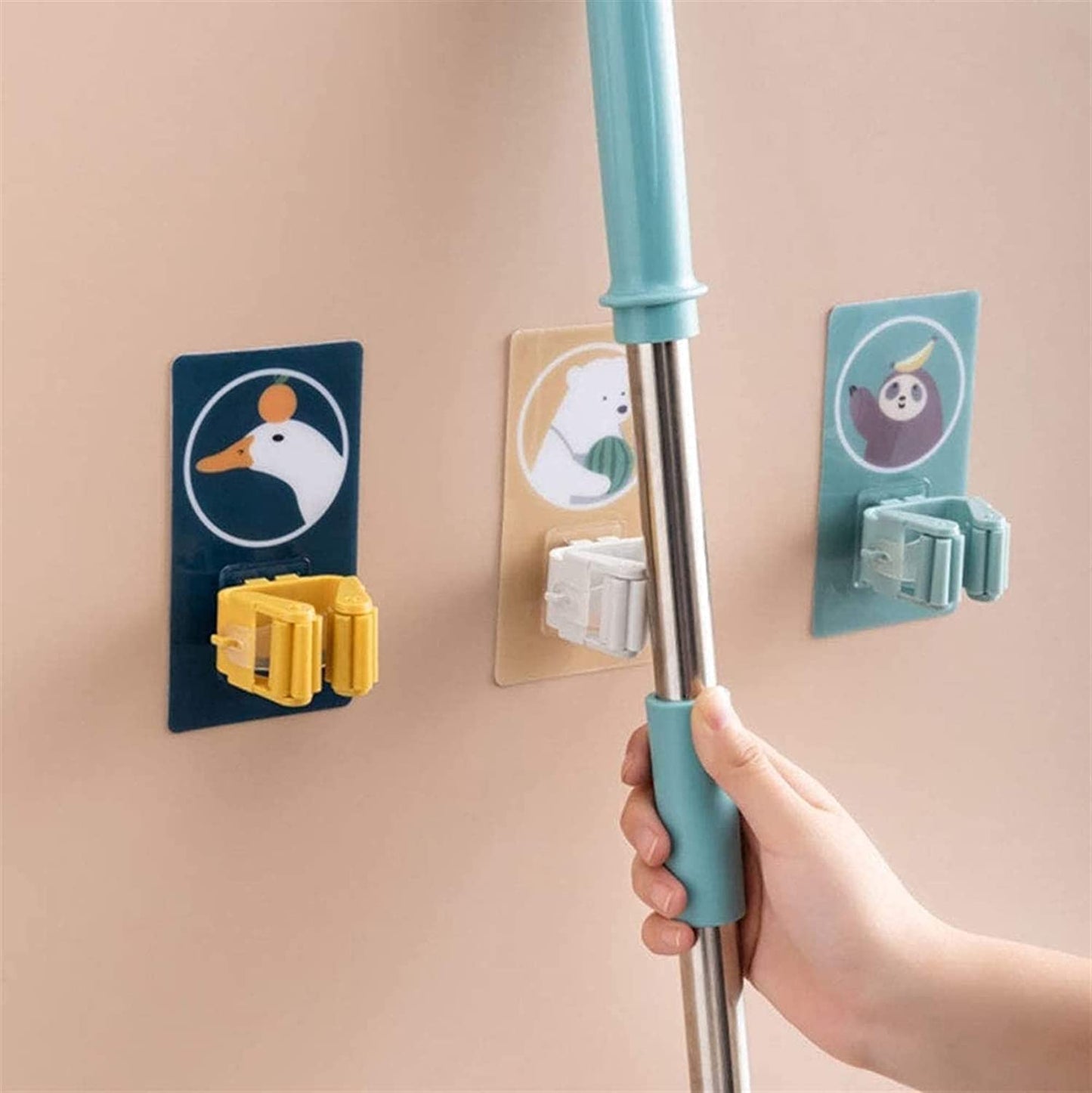 Cute Self-Adhesive Mop & Broom Holder (Pack of 2)