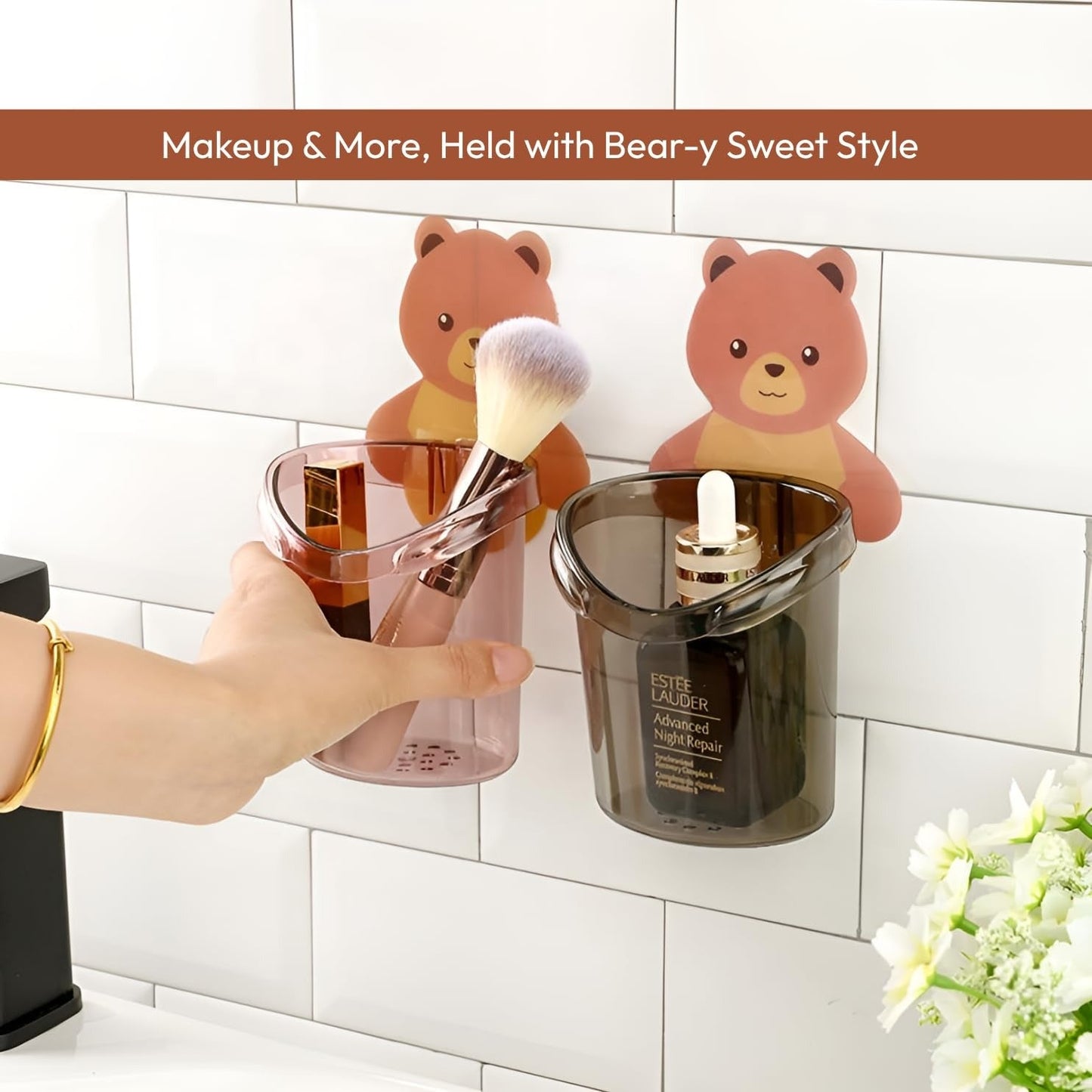 Teddy Bear Self Adhesive Bathroom Holder (Pack of 2)
