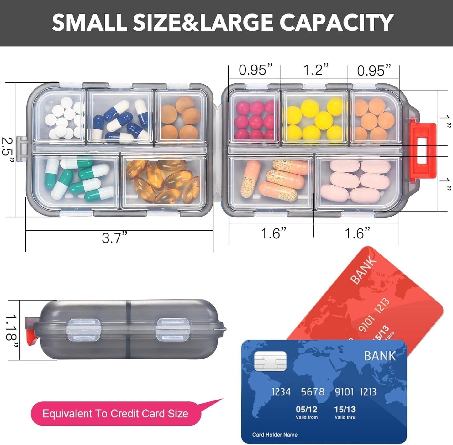 Compact Travel Pill Organizer Box