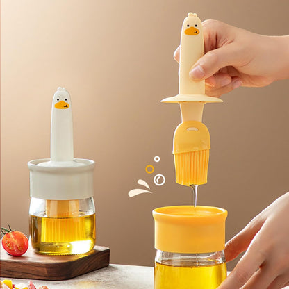 Cute Duck Design Oil Dispenser with Silicone Brush