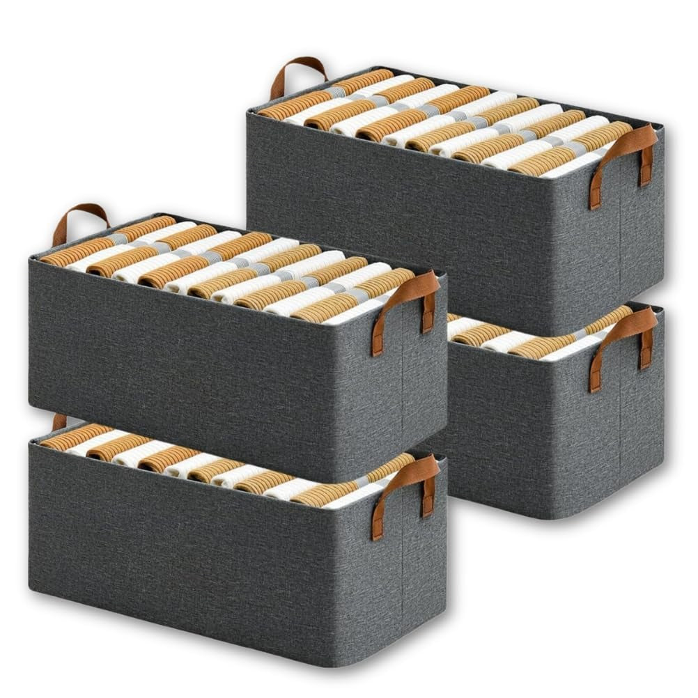 Foldable Fabric Storage Organizers for Clothes, Wardrobe, Shelves, Toys, and Books (Pack of 2)