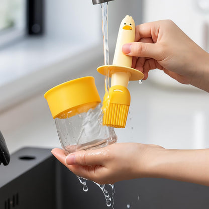 Cute Duck Design Oil Dispenser with Silicone Brush