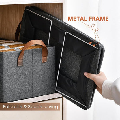 Foldable Fabric Storage Organizers for Clothes, Wardrobe, Shelves, Toys, and Books (Pack of 2)