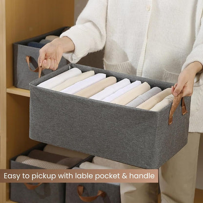 Foldable Fabric Storage Organizers for Clothes, Wardrobe, Shelves, Toys, and Books (Pack of 2)