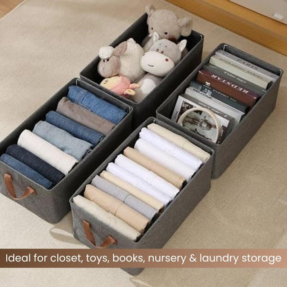 Foldable Fabric Storage Organizers for Clothes, Wardrobe, Shelves, Toys, and Books (Pack of 2)