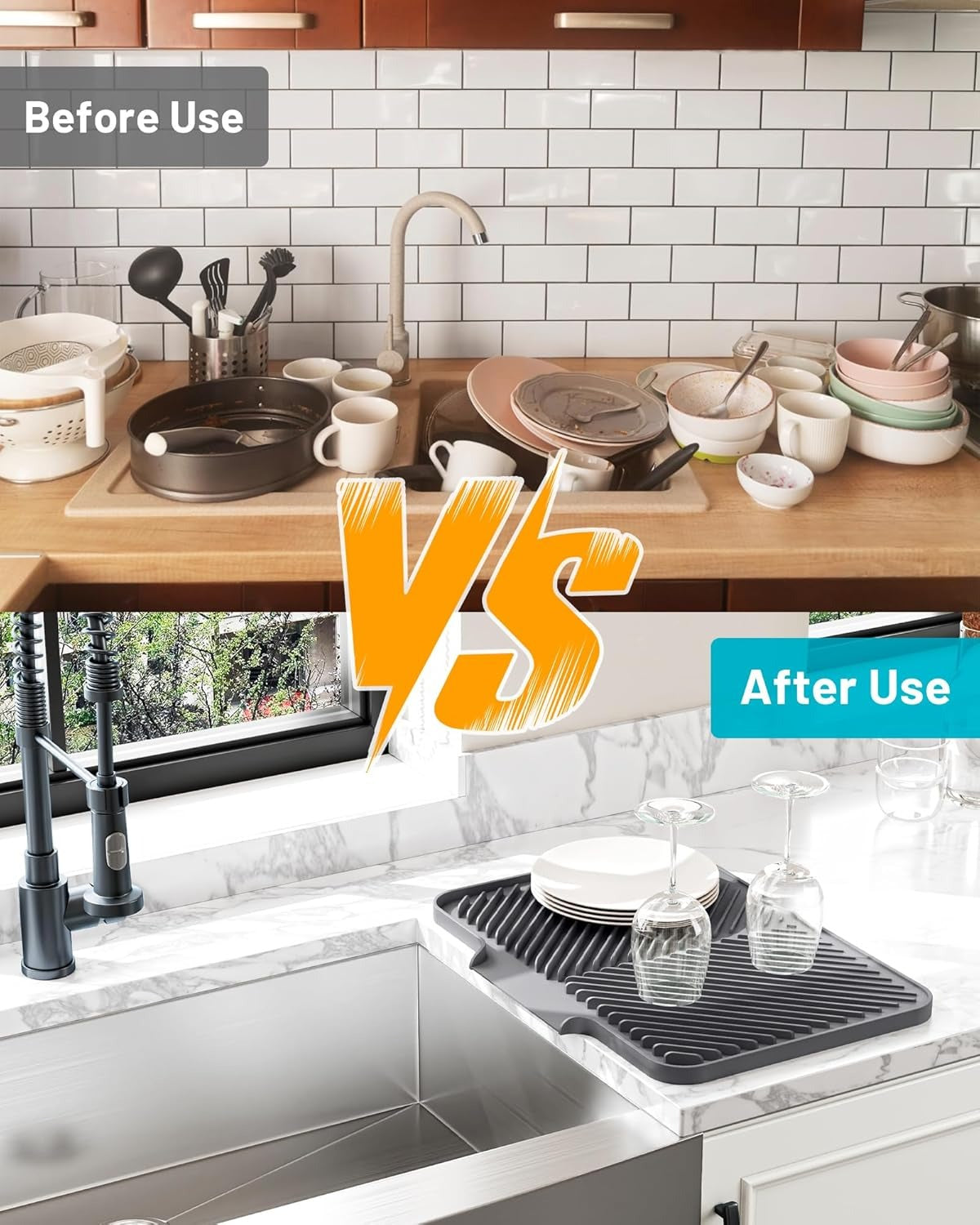 Quick-Drain Silicone Dish Drying Mat