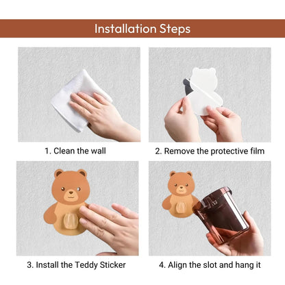 Teddy Bear Self Adhesive Bathroom Holder (Pack of 2)