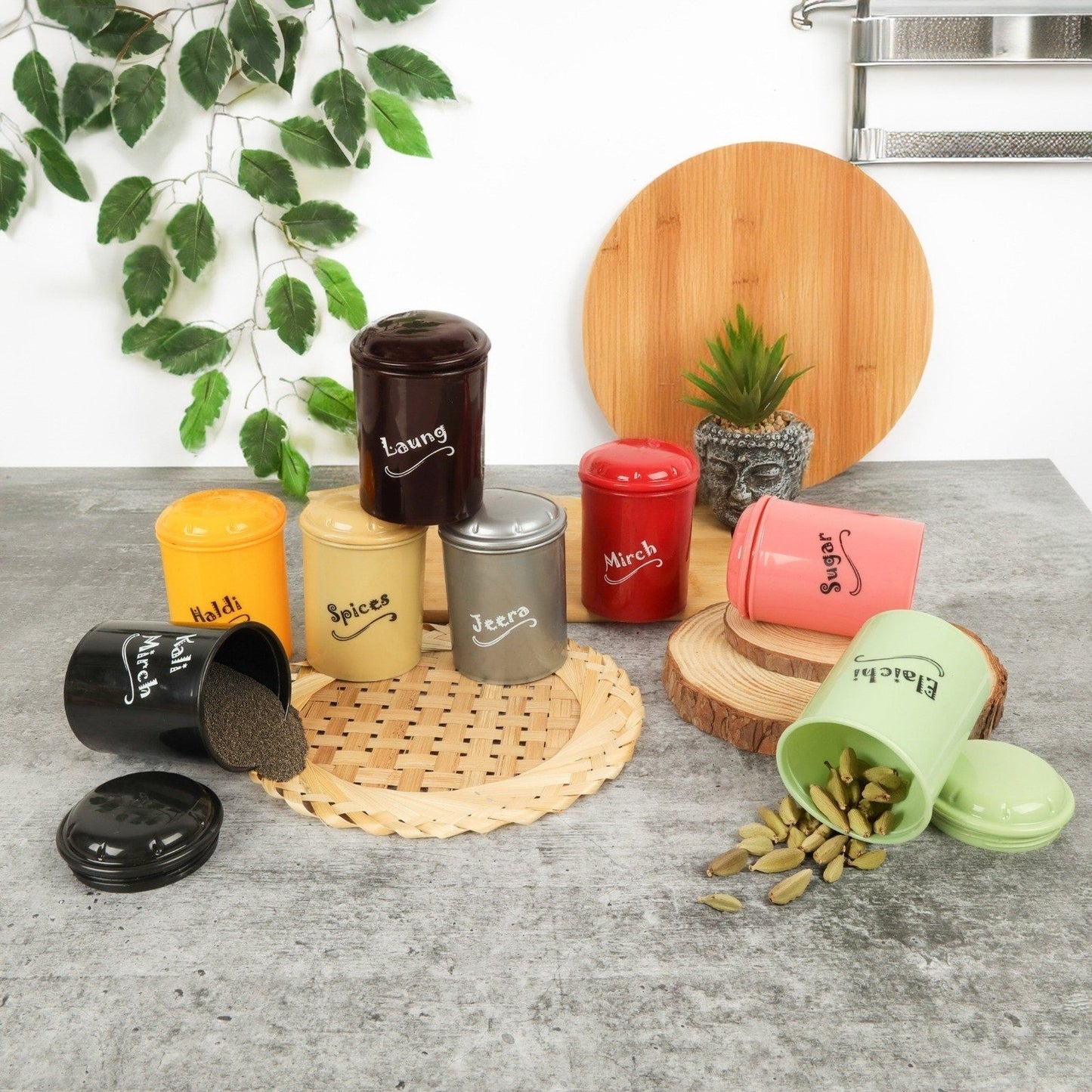 Kitchen Storage Jars for Spices, Seasonings (Set of 8 Pcs)