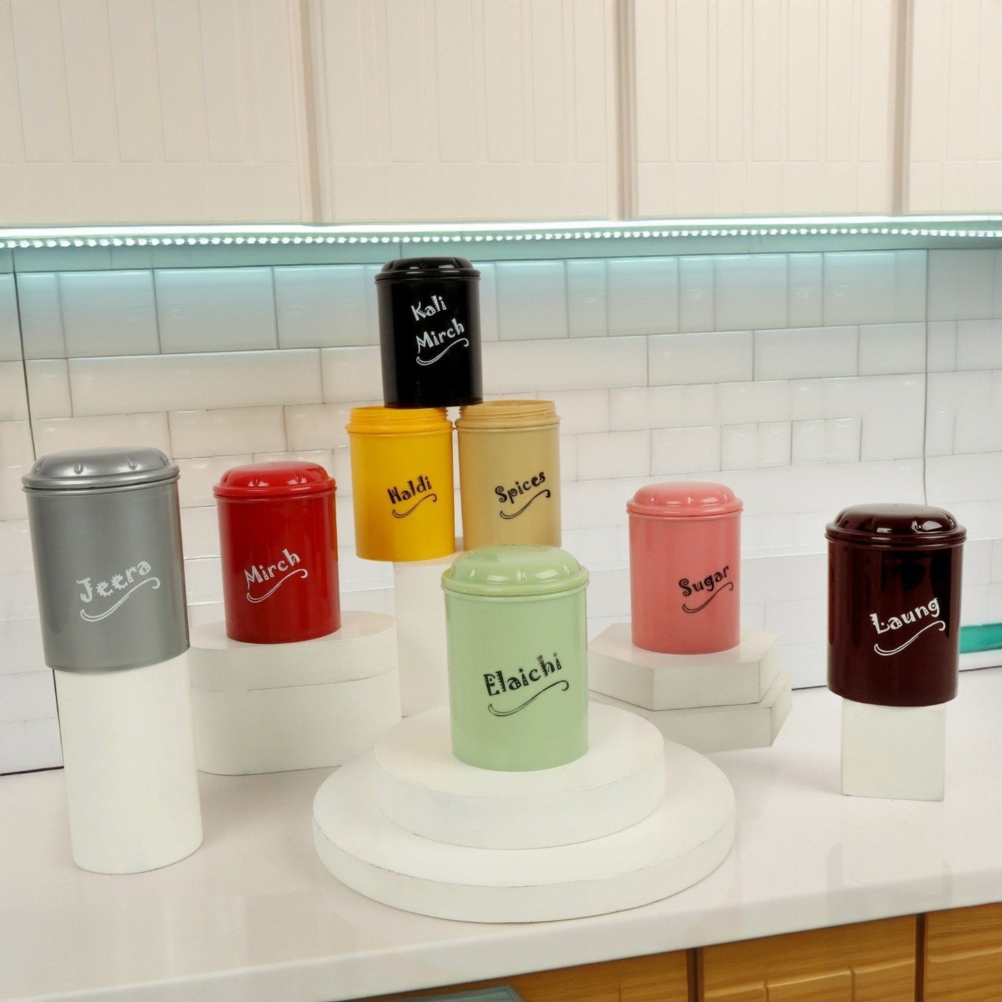 Kitchen Storage Jars for Spices, Seasonings (Set of 8 Pcs)