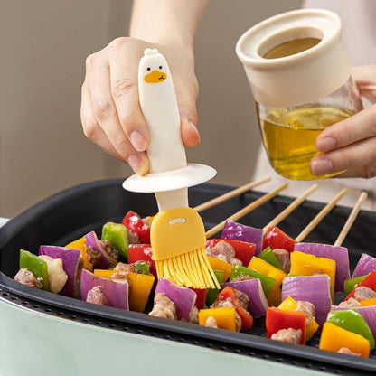 Cute Duck Design Oil Dispenser with Silicone Brush