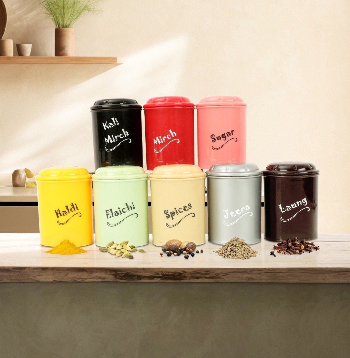 Kitchen Storage Jars for Spices, Seasonings (Set of 8 Pcs)