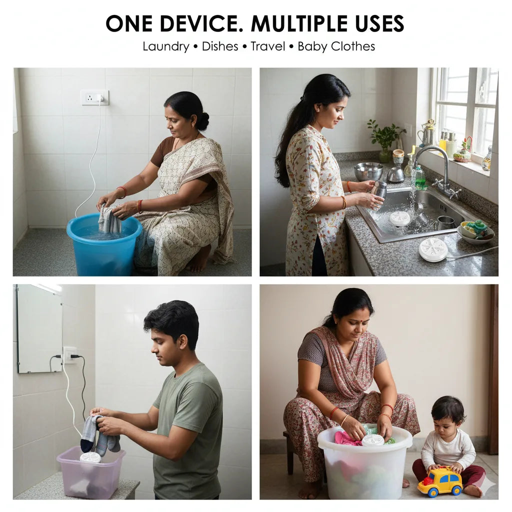 TurboSpin™ – Mini Ultrasonic Washer | Silent 360° Micro Agitation | Travel & Delicate Care