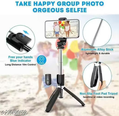 70cm Extendable 3 in 1 Selfie Stick Tripod with Bluetooth Remote Included and Rotatable