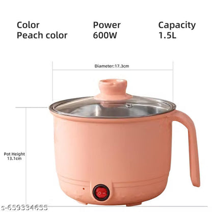 Electric Cooking Pot and Steamer 1.5L Multi Cooker with Concealed Base | Mini Noodle Maker Egg Boiler Vegetable Rice Cooker