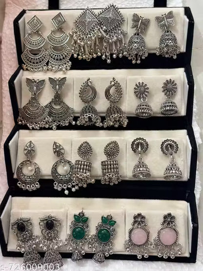 Trendy 12 Pair Earrings Box for Women | Stylish Artificial Earrings Combo Set | Daily & Party Wear