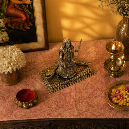Brass Khodiyar Mata Murti with Trishul & Crocodile Vahana (4.2 Inch)