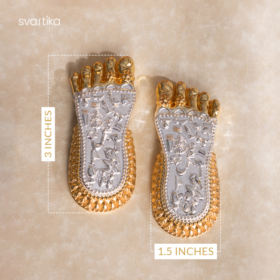Maa Lakshmi's Charan Paduka - Gold & Silver Plated (3 Inch)
