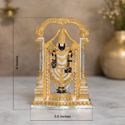Lord Balaji (Srinivasa Mangapuram) Idol - Gold & Silver Plated (8 Inch)