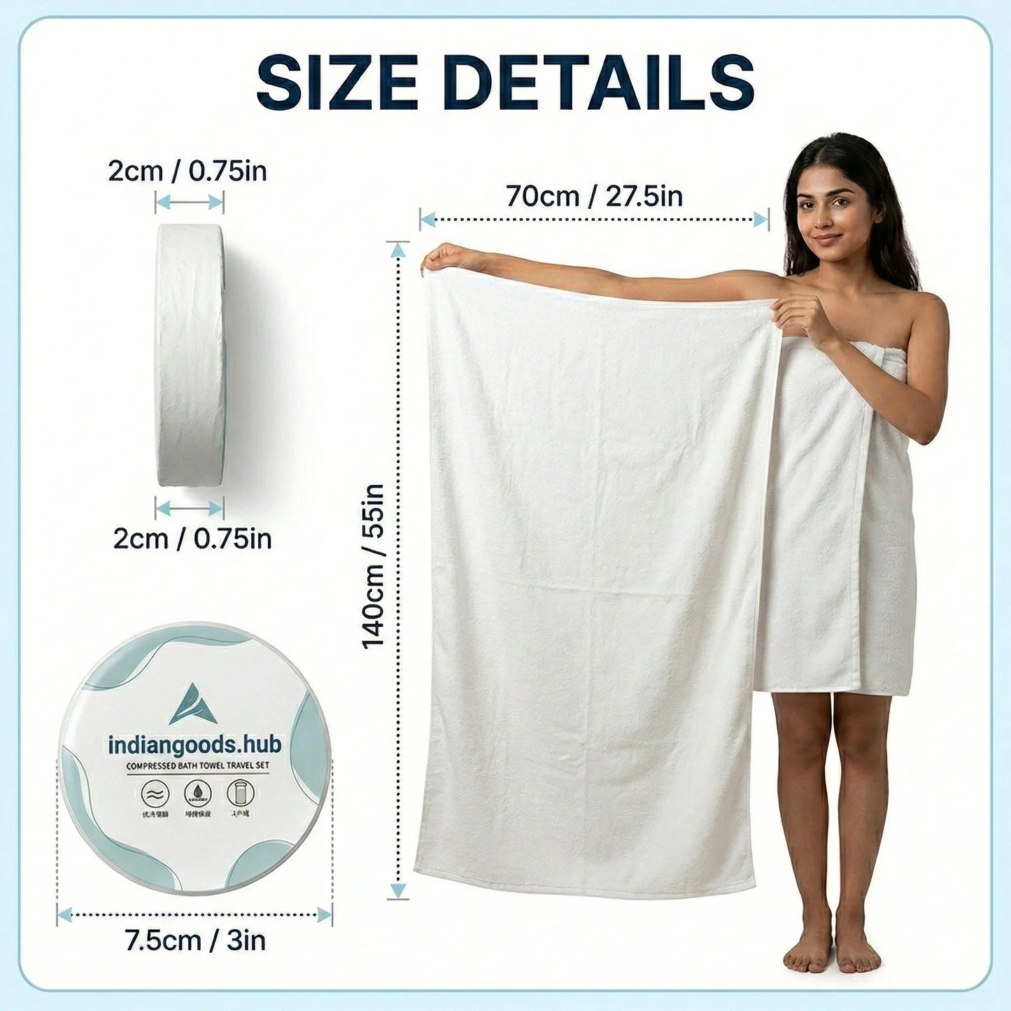 TravelTowel™ – Compressed Cotton Towels | Disposable & Skin-Safe | Perfect for Trips & Outdoors