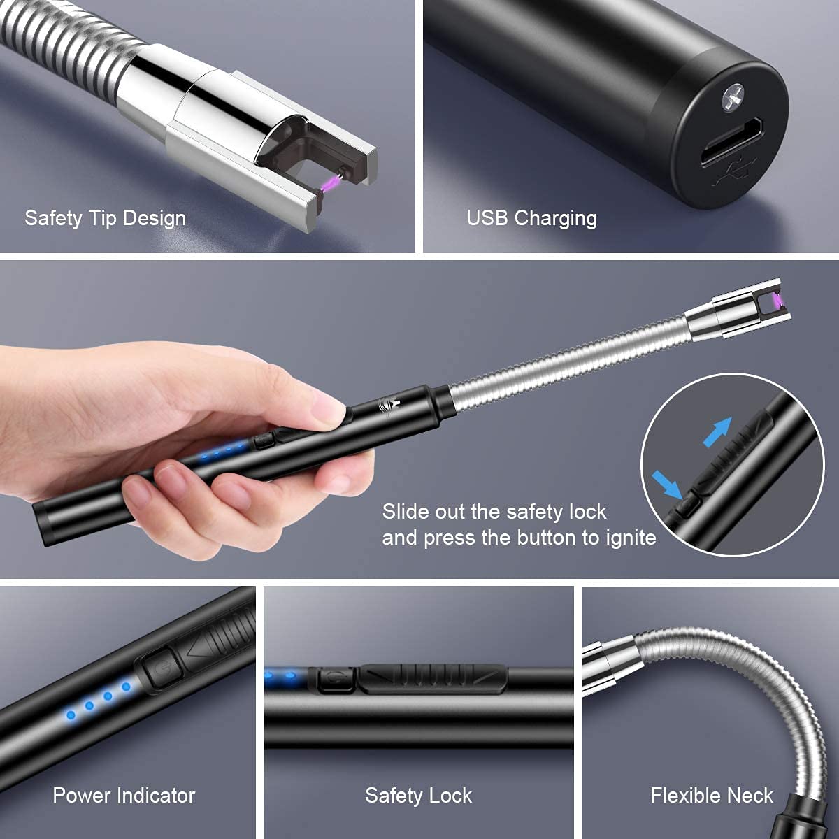 Electric Rechargeable USB Lighter with Flexible Neck