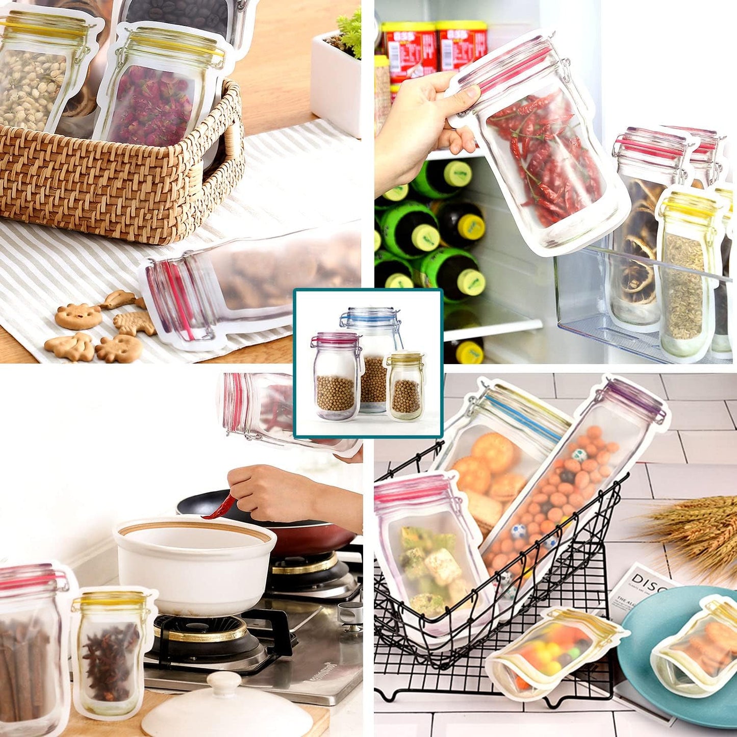 Reusable Mason Jar Ziplock Food Storage Bags
