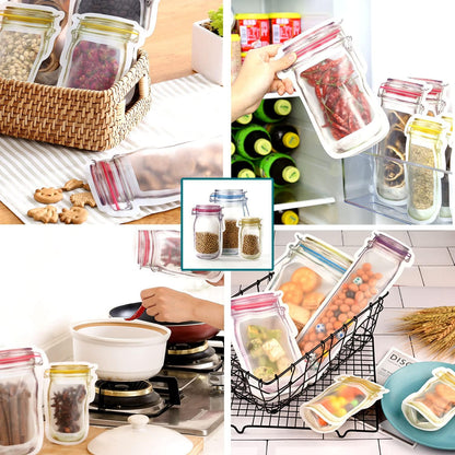 Reusable Mason Jar Ziplock Food Storage Bags