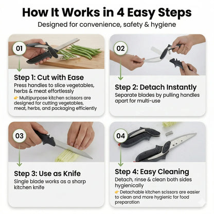Clever Cutter - 2-in-1 Smart Scissors | Zero-Counter-Mess | Instant-Food Slicer