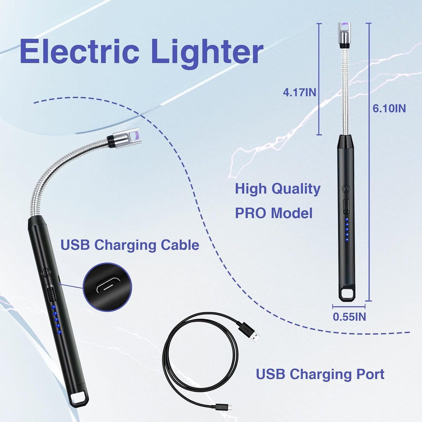 Electric Rechargeable USB Lighter with Flexible Neck