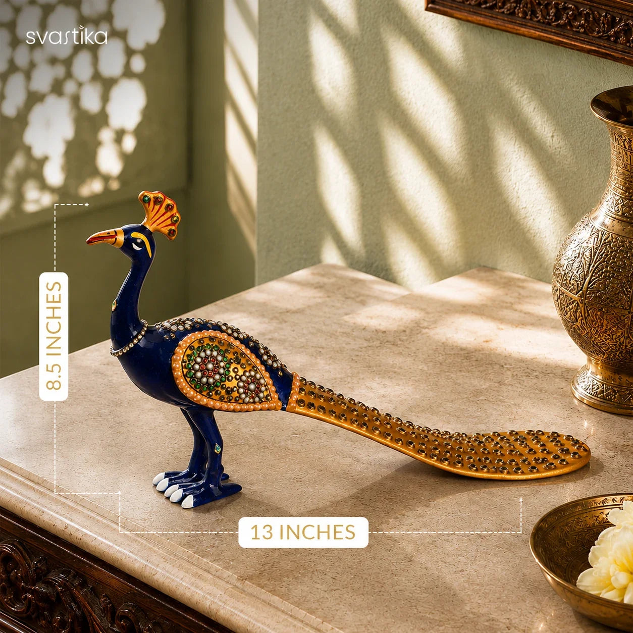 Ornamental Meenakari Peacock Statue