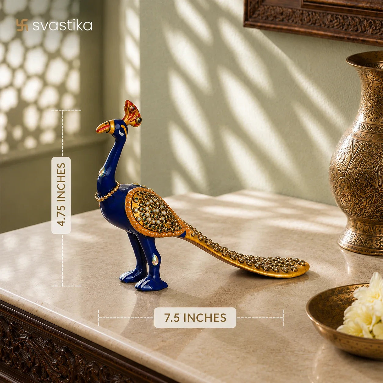 Ornamental Meenakari Peacock Statue