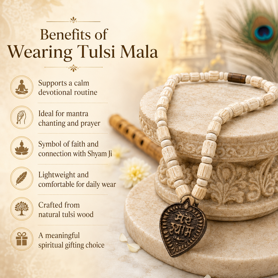 Mere Shyam Pendant with Tulsi Mala